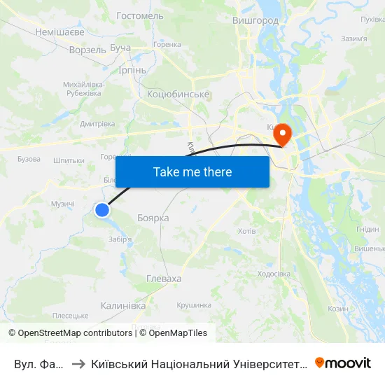 Вул. Фабрична to Київський Національний Університет Технологій Та Дизайну map