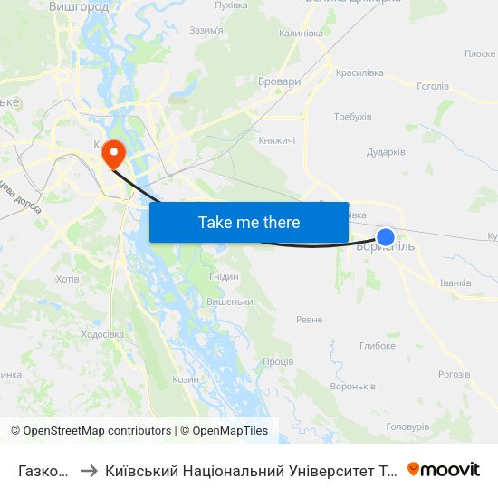 Газконтора to Київський Національний Університет Технологій Та Дизайну map