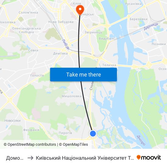 Домосфера to Київський Національний Університет Технологій Та Дизайну map