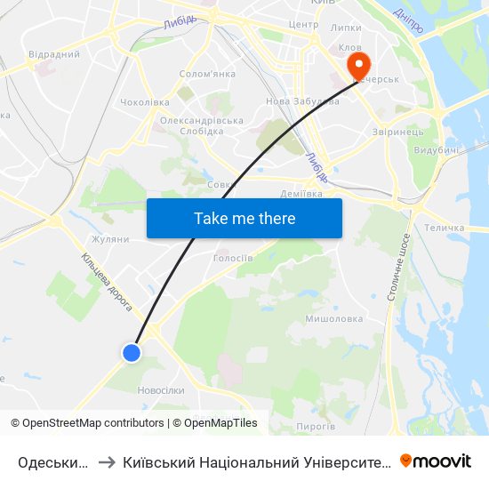 Одеський Ринок to Київський Національний Університет Технологій Та Дизайну map