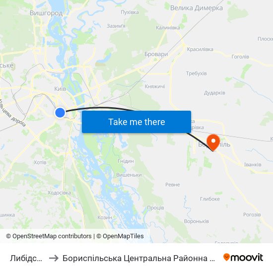 Либідська to Бориспільська Центральна Районна Лікарня map