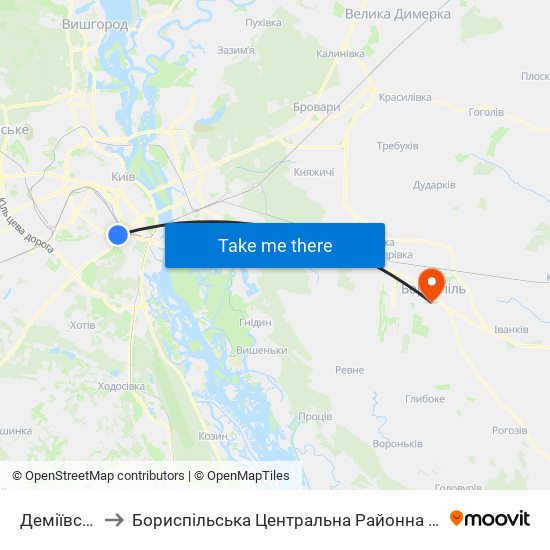 Деміївська to Бориспільська Центральна Районна Лікарня map