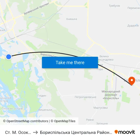 Ст. М. Осокорки to Бориспільська Центральна Районна Лікарня map