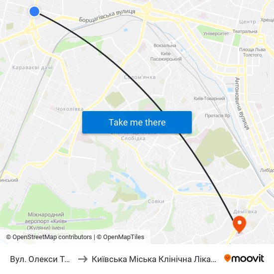 Вул. Олекси Тихого to Київська Міська Клінічна Лікарня №10 map