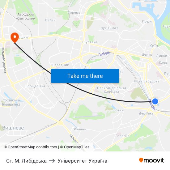 Ст. М. Либідська to Університет Україна map