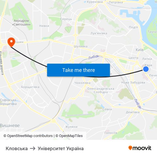 Кловська to Університет Україна map
