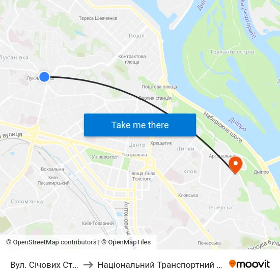 Вул. Січових Стрільців to Національний Транспортний Університет map