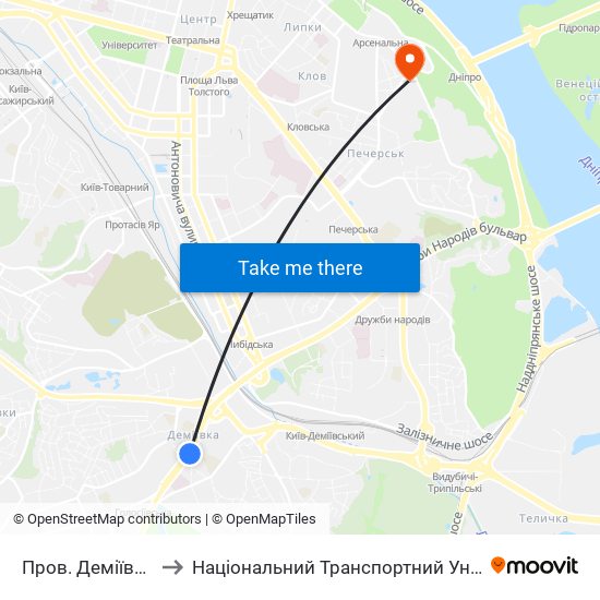 Пров. Деміївський to Національний Транспортний Університет map
