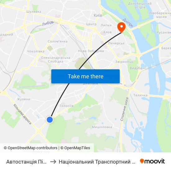 Автостанція Південна to Національний Транспортний Університет map