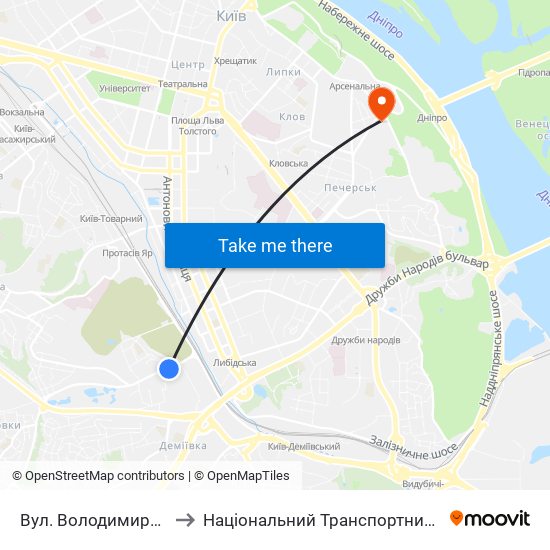 Вул. Володимира Брожка to Національний Транспортний Університет map