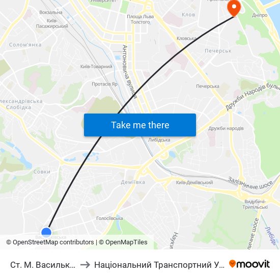 Ст. М. Васильківська to Національний Транспортний Університет map