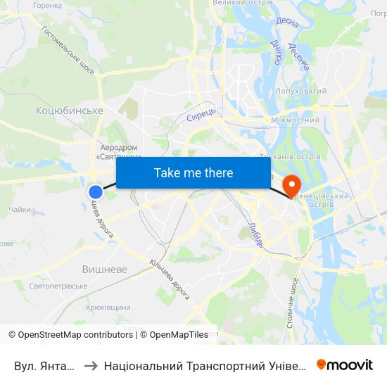 Вул. Янтарна to Національний Транспортний Університет map