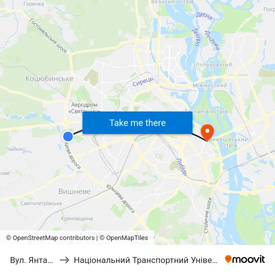 Вул. Янтарна to Національний Транспортний Університет map