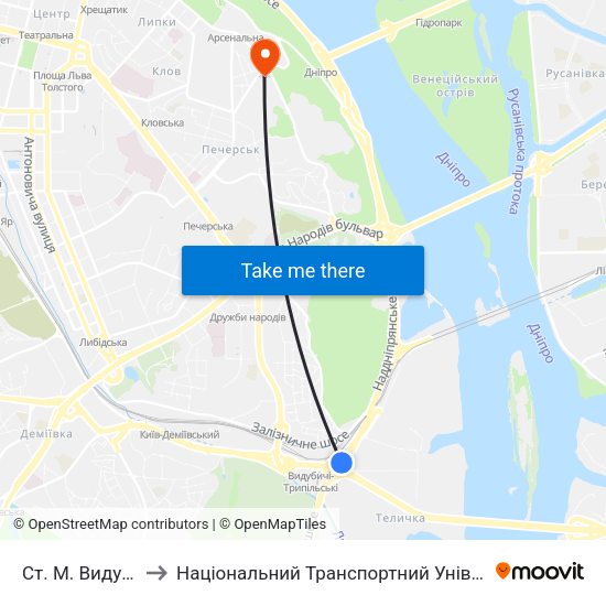 Ст. М. Видубичі to Національний Транспортний Університет map