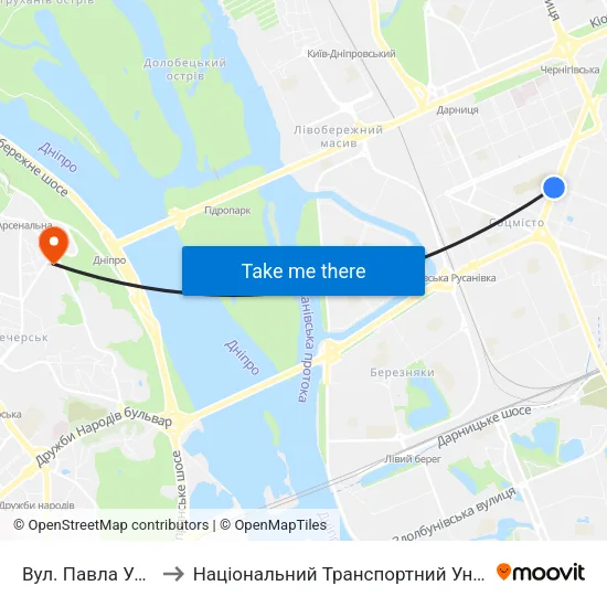 Вул. Павла Усенка to Національний Транспортний Університет map