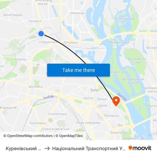 Куренівський Ринок to Національний Транспортний Університет map