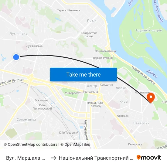 Вул. Маршала Рибалка to Національний Транспортний Університет map
