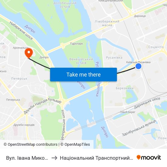 Вул. Івана Миколайчука to Національний Транспортний Університет map