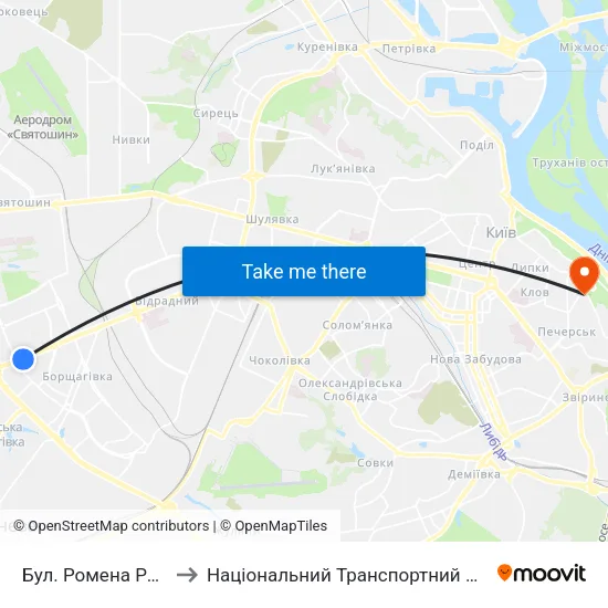 Бул. Ромена Роллана to Національний Транспортний Університет map