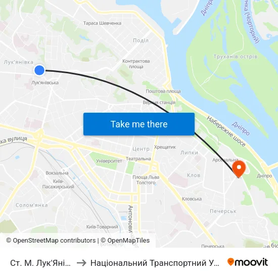 Ст. М. Лук'Янівська to Національний Транспортний Університет map