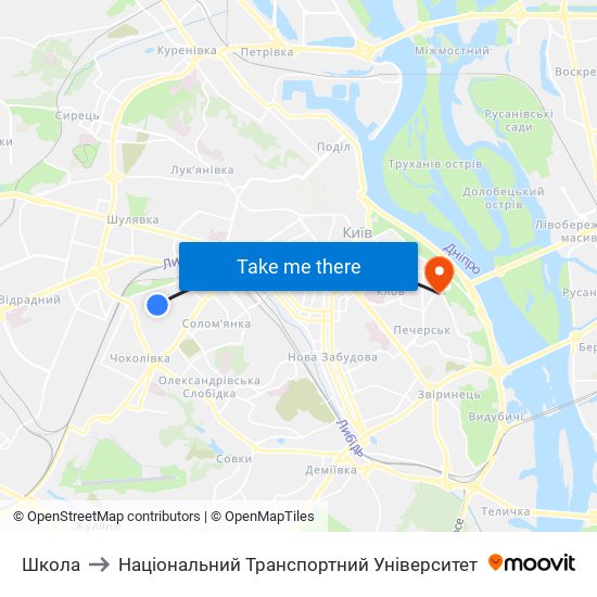 Школа to Національний Транспортний Університет map