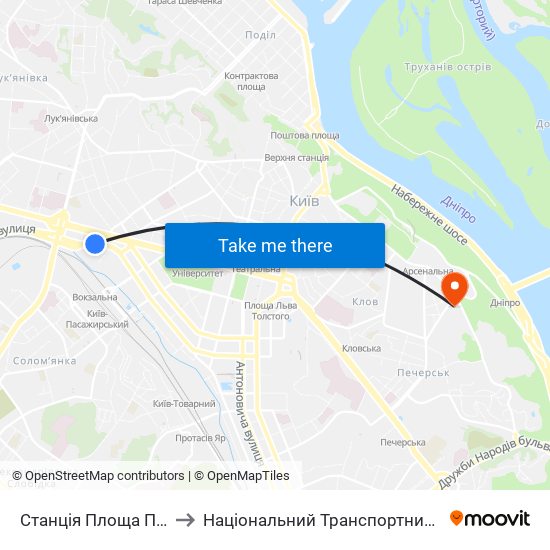 Станція Площа Перемоги to Національний Транспортний Університет map