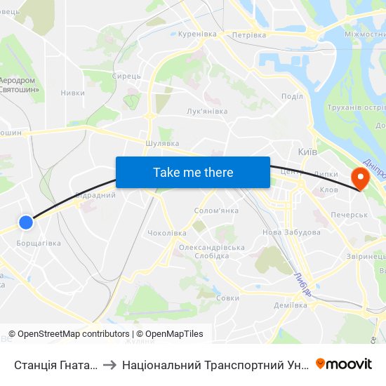 Станція Гната Юри to Національний Транспортний Університет map