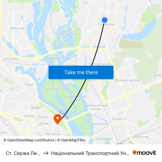 Cт. Сержа Лифаря to Національний Транспортний Університет map