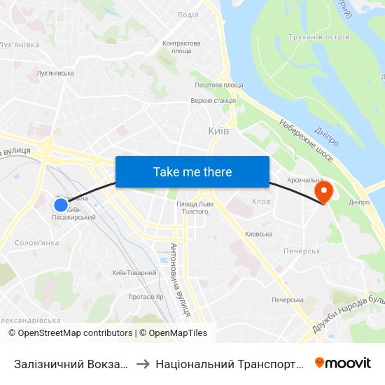 Залізничний Вокзал Південний to Національний Транспортний Університет map