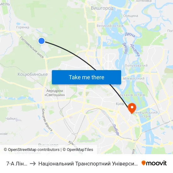 7-А Лінія to Національний Транспортний Університет map