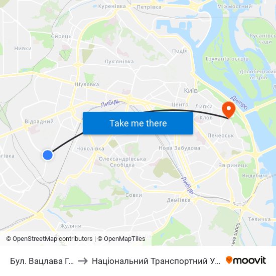 Бул. Вацлава Гавела to Національний Транспортний Університет map