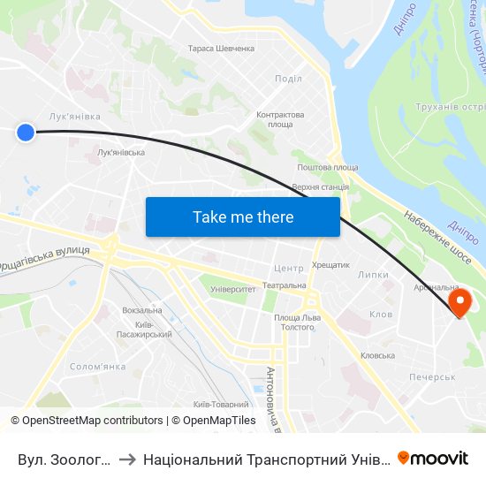 Вул. Зоологічна to Національний Транспортний Університет map