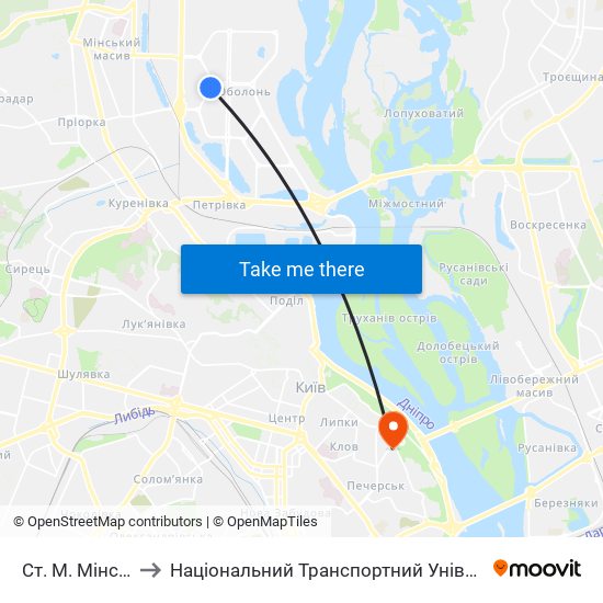 Ст. М. Мінська to Національний Транспортний Університет map