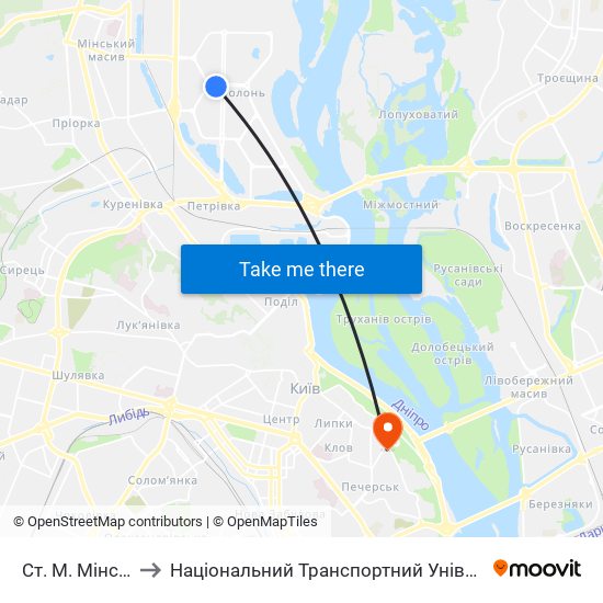 Ст. М. Мінська to Національний Транспортний Університет map