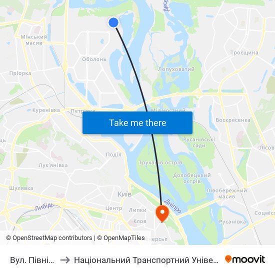 Вул. Північна to Національний Транспортний Університет map