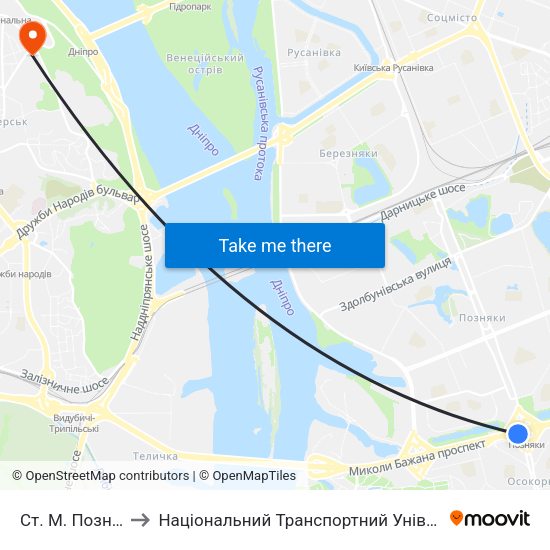 Ст. М. Позняки to Національний Транспортний Університет map