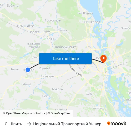 С. Шпитьки to Національний Транспортний Університет map
