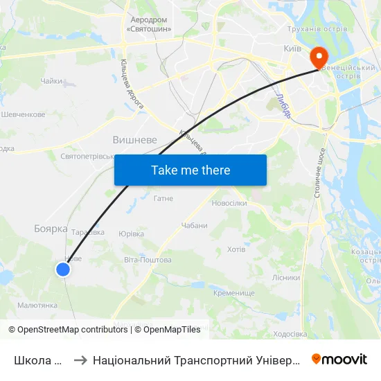 Школа №2 to Національний Транспортний Університет map