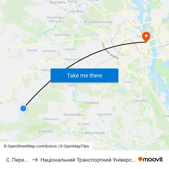 С. Перевіз to Національний Транспортний Університет map