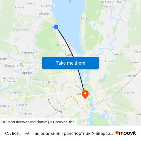 С. Лютіж to Національний Транспортний Університет map