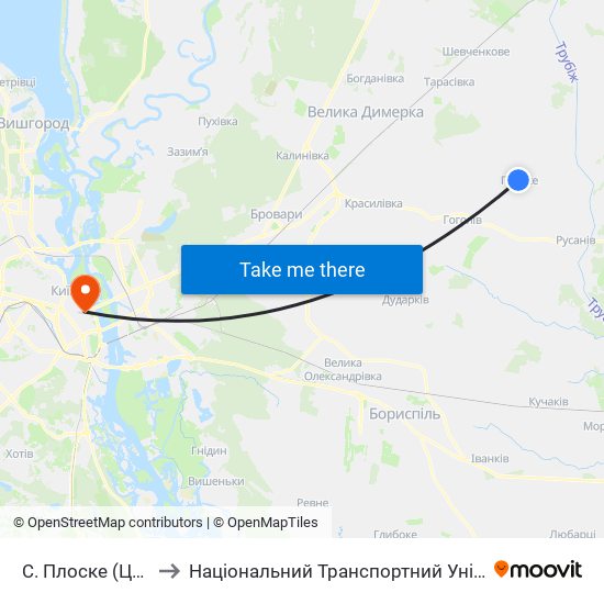 С. Плоске (Центр) to Національний Транспортний Університет map