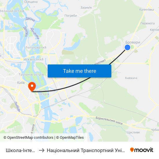 Школа-Інтернат to Національний Транспортний Університет map