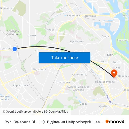 Вул. Генерала Вітрука to Віділення Нейрохірургії. Неврологія. map