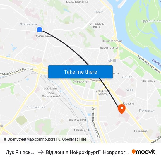 Лук'Янівська to Віділення Нейрохірургії. Неврологія. map