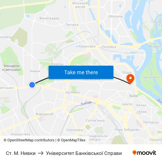 Ст. М. Нивки to Університет Банківської Справи map