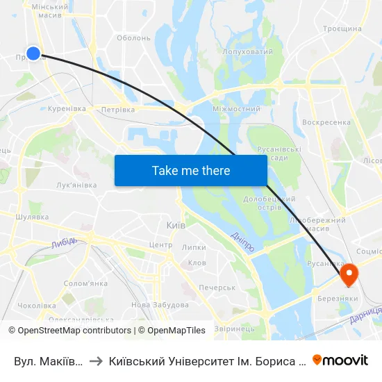 Вул. Макіївська to Київський Університет Ім. Бориса Грінченка map