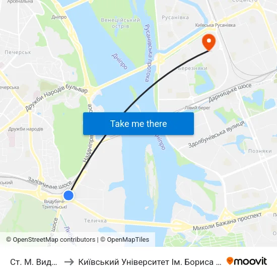 Ст. М. Видубичі to Київський Університет Ім. Бориса Грінченка map