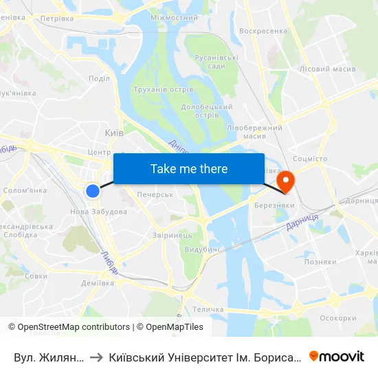 Вул. Жилянська to Київський Університет Ім. Бориса Грінченка map