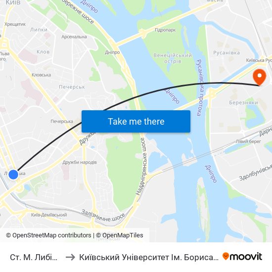 Ст. М. Либідська to Київський Університет Ім. Бориса Грінченка map