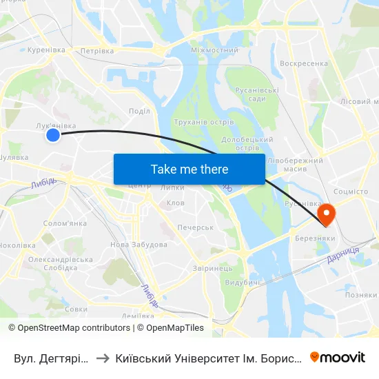 Вул. Дегтярівська to Київський Університет Ім. Бориса Грінченка map